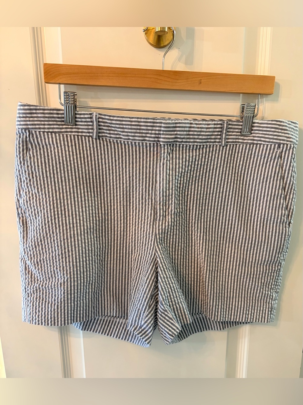 Banana Republic Navy and White Seersucker Shorts, 12